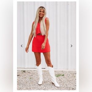 Hazel and Olive Red crop top and skirt set